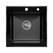 Мойка кухонная ARFEKA ECO AR 500*500 GS BLACK GLASS + BLACK PVD NANO Мойка кухонная ARFEKA ECO AR 500*500 GS BLACK GLASS + BLACK PVD NANO